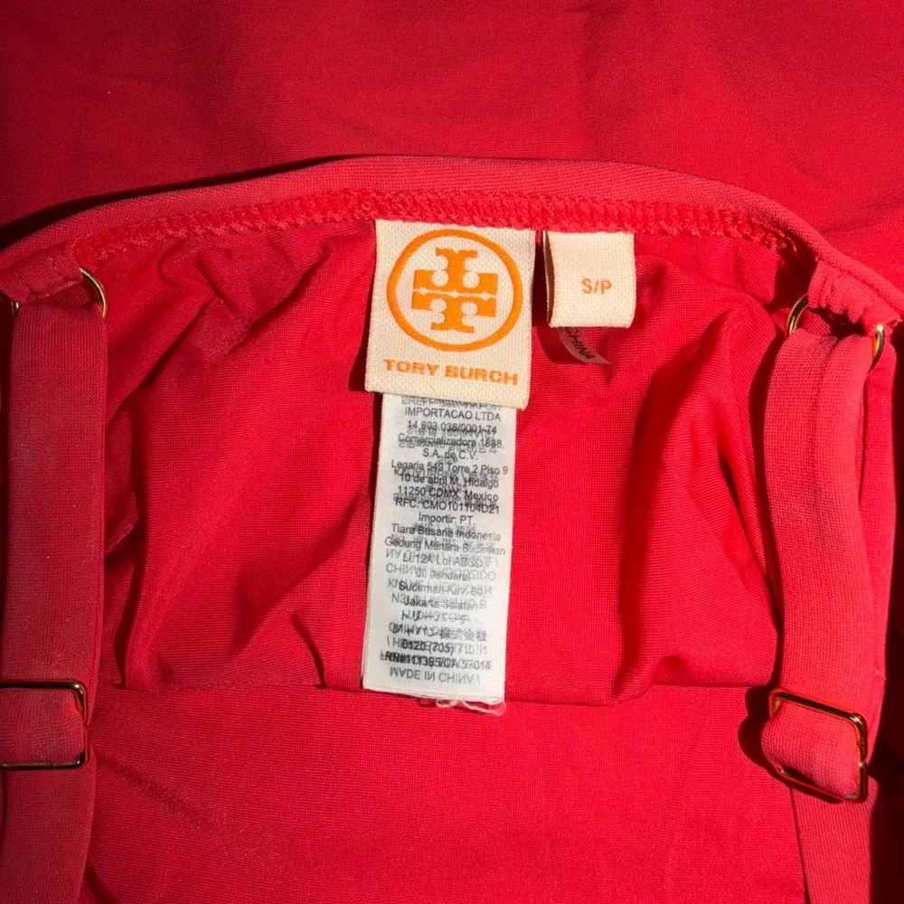 Tory Burch Womens Red Front Tie Knot V-Neck One Piece Swimsuit Sz S Small 934
